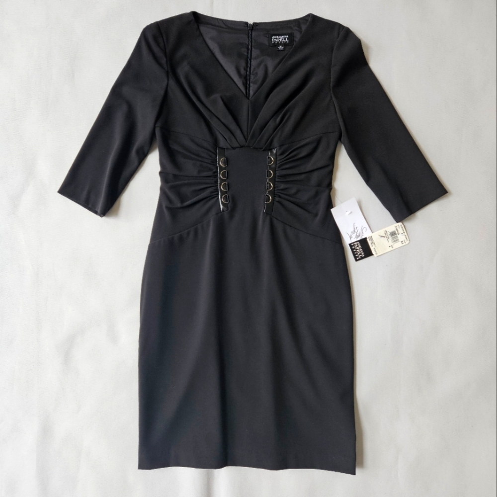 Adrianna Papell Black Corset Sheath Dress Size 4